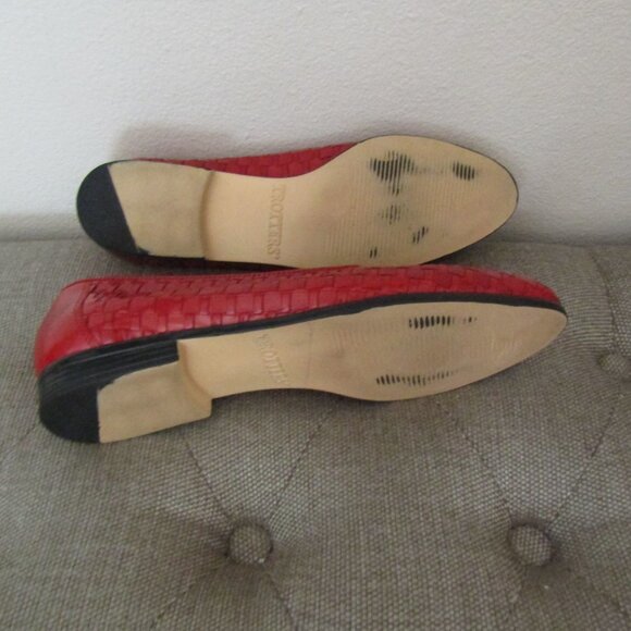 Trotters Liz Red Leather Weave Flats 8N - Picture 8 of 8